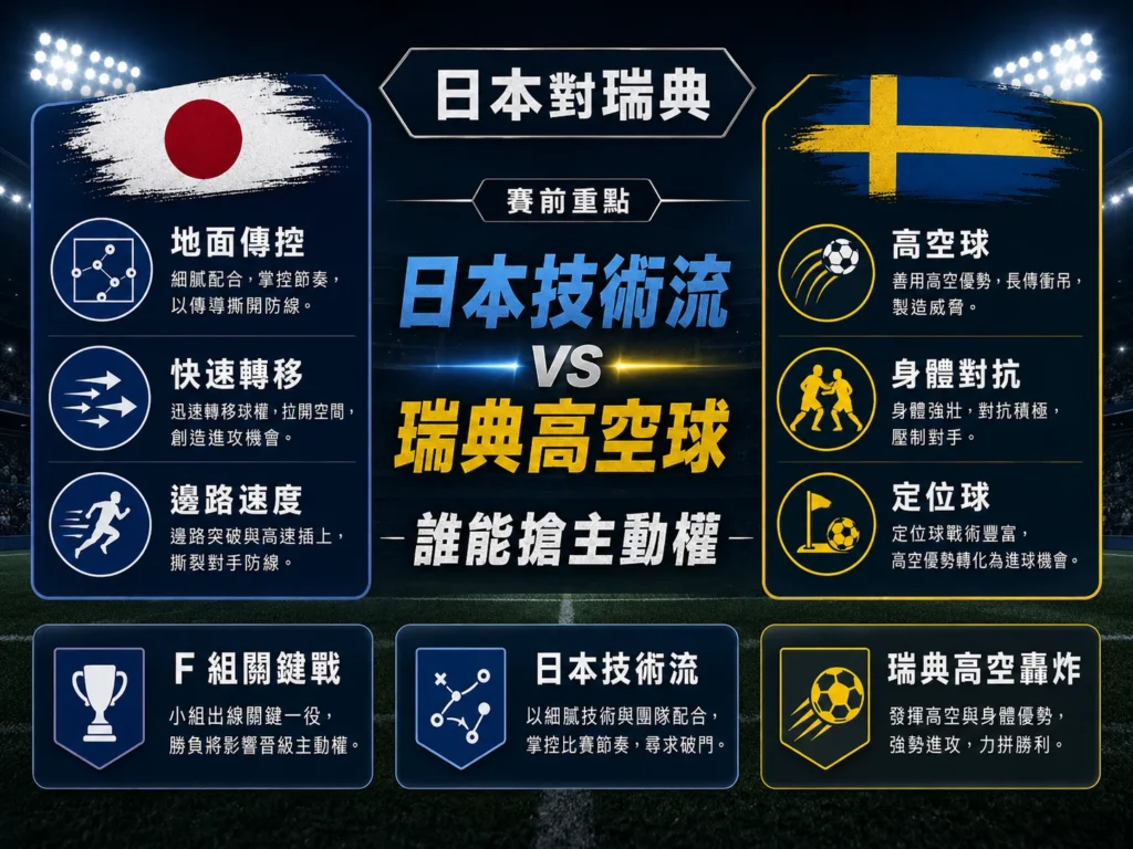 日本對瑞典賽前重點,日本技術流對上瑞典高空球。