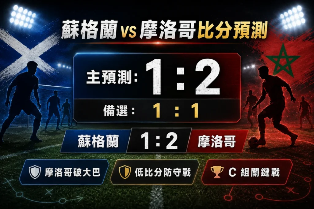 蘇格蘭 vs 摩洛哥比分預測,主看摩洛哥 2 比 1 小勝,備選 1 比 1。