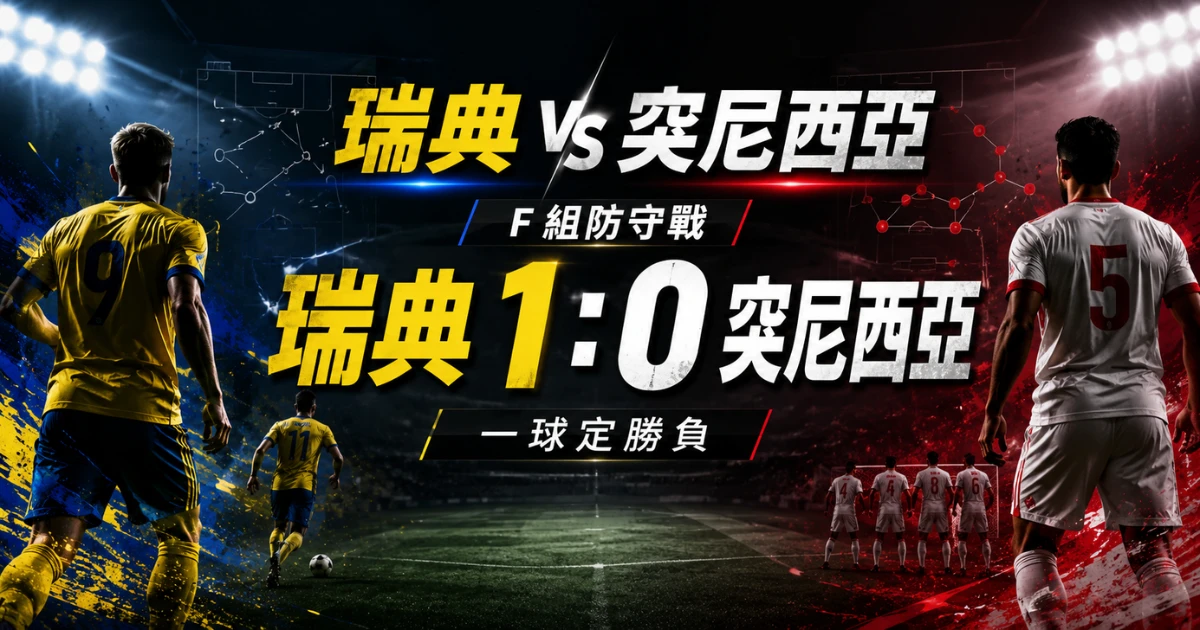 瑞典 vs 突尼西亞賽前預測,整理瑞典 1 比 0 小勝與 F 組防守戰。