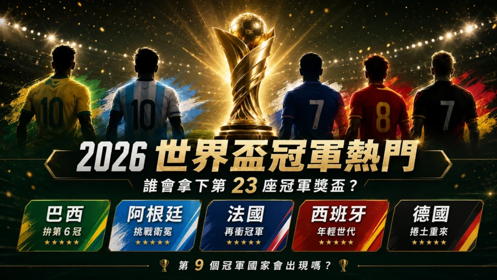 2026 世界盃冠軍熱門分析,整理巴西、阿根廷、法國、西班牙與德國爭冠形勢。