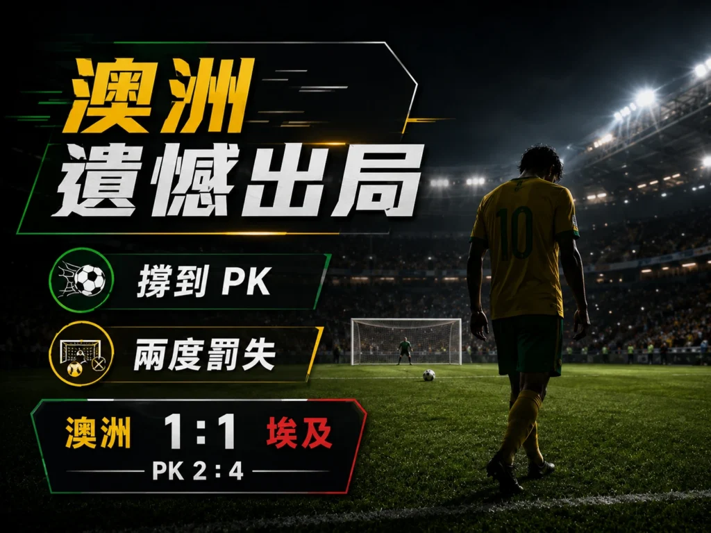 澳洲遺憾出局,1:1 追平埃及後在 PK 大戰落敗。