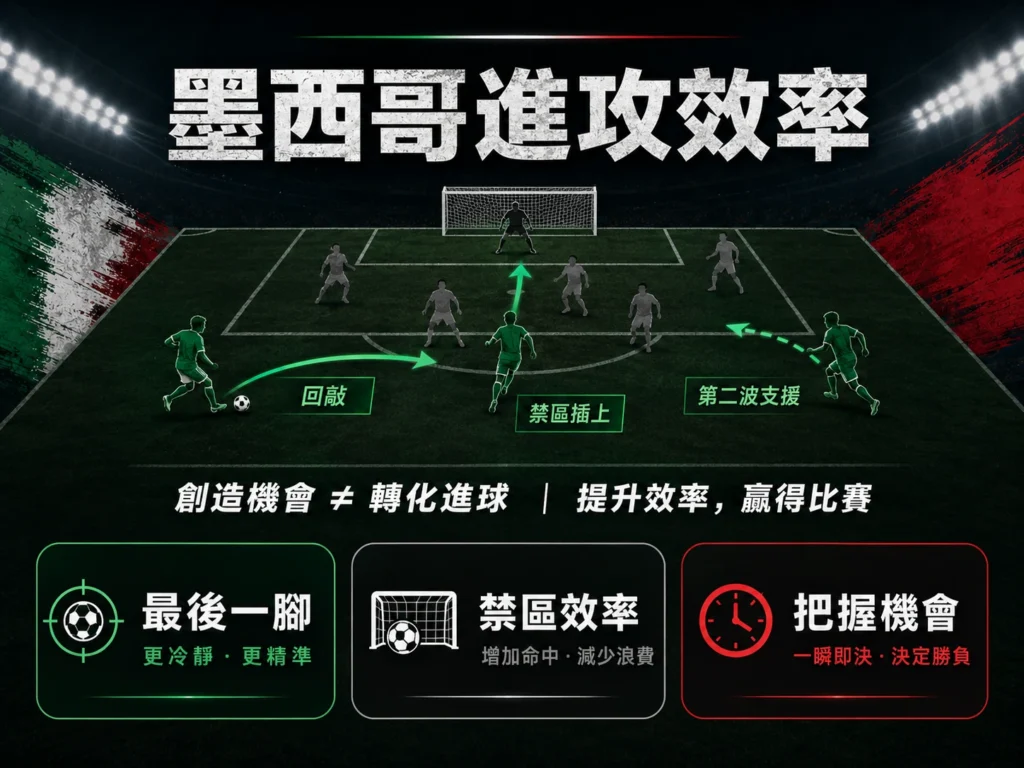 墨西哥進攻效率分析,創造機會不等於進球,最後一腳將決定勝負。